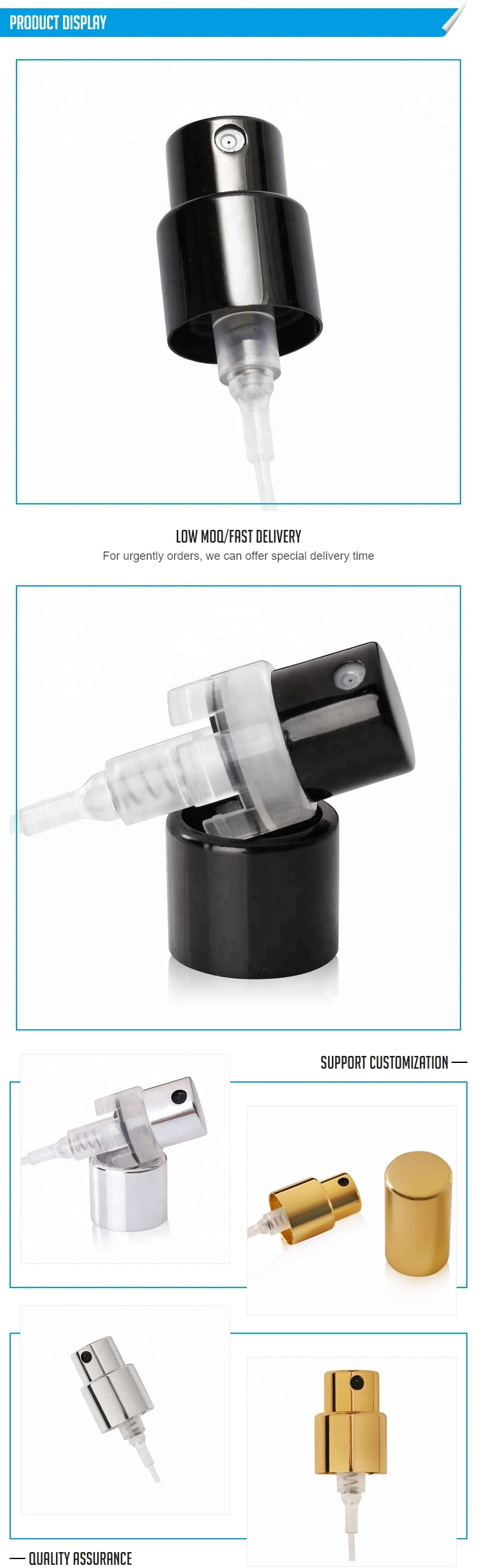 Perfume Atomizer Aluminium Cosmetic Crimp Pump Sprayer Fine Mist Sprays Pump