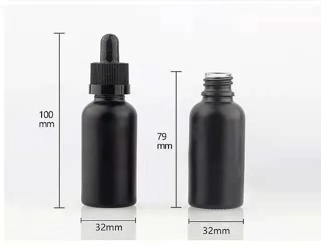 Hot Sale 5ml 10ml 15ml 20ml 30ml 50ml 100ml Frosted Matte Black Glass Bottle Essential Oil Dropper Bottle