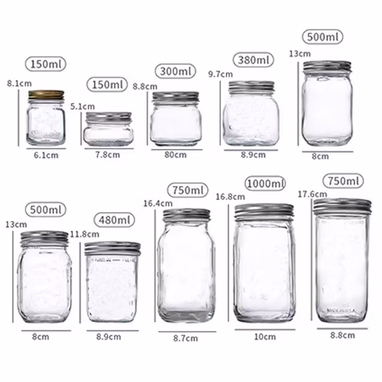 Custom 8oz 16oz 32oz 1L 1000ml Wide Mouth Jam Juice Honey Jelly Glass Mason Jar with Screw Lid