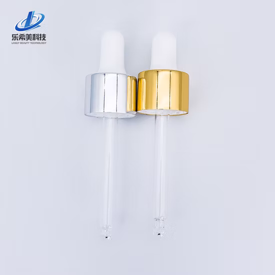 18/410 20/410 Cosmetic Skin Care Black and Gold Dropper with Glass Belt Ends Matched with Bottles