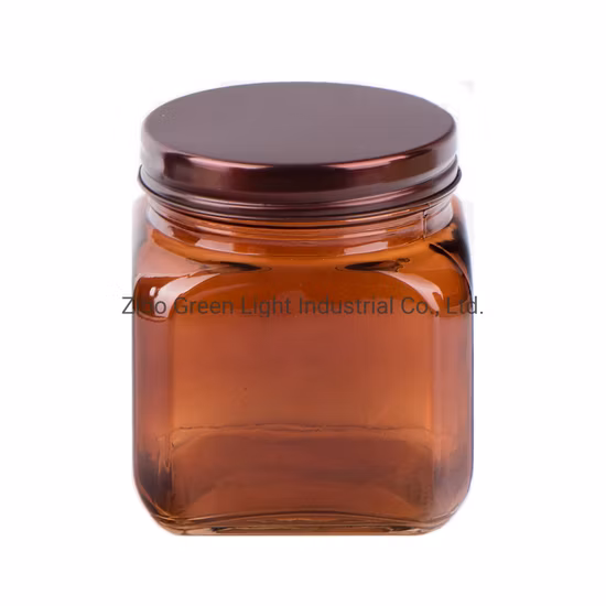 Square Glass Food Jar with Screw Metal Lid Sprayed with Color